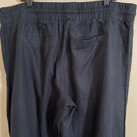 Athleta Black Cabo Linen Wide Leg Pants 18 Elastic Waist Drawstring Vacation - Picture 13 of 13